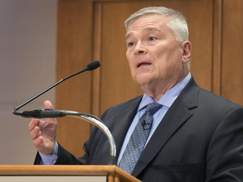 Penn State President Eric Barron speaks at Student Town Hall Forum