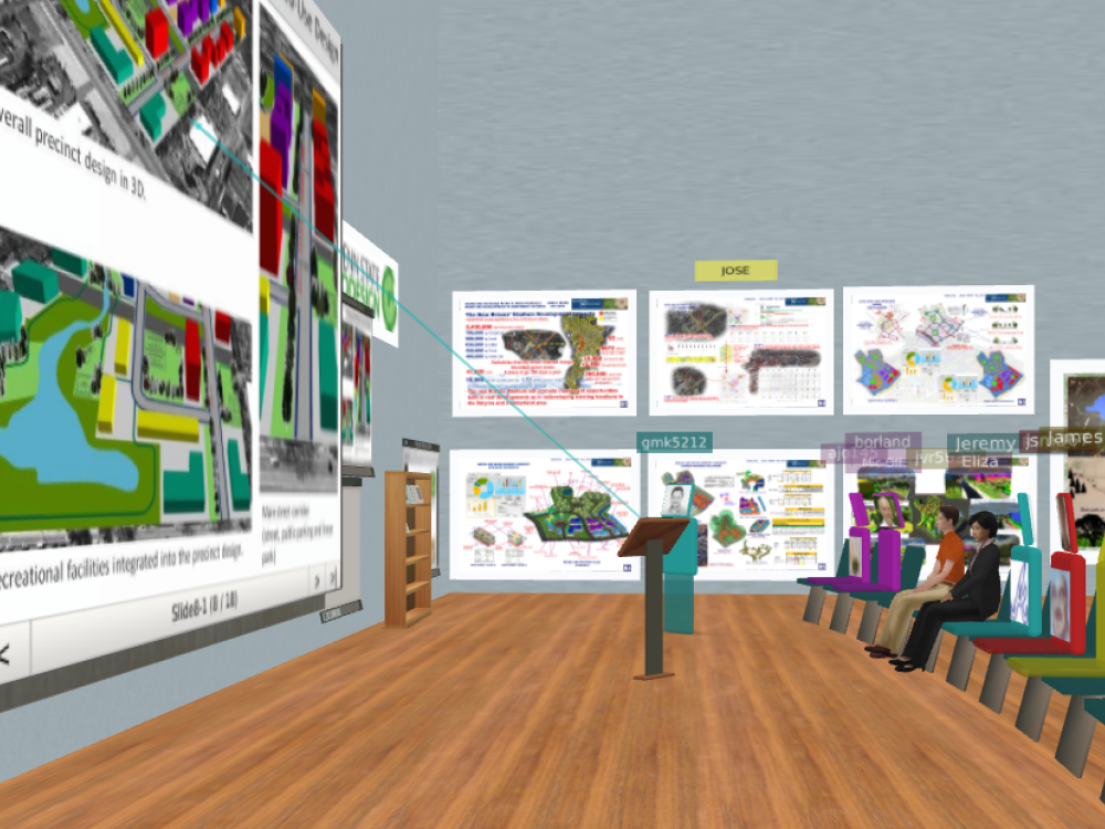 TERF is an online collaborative studio classroom where students meet to discuss their projects.  The space simulates a professional office setting, where students share their work and have peers and guests provide feedback on design issues.  