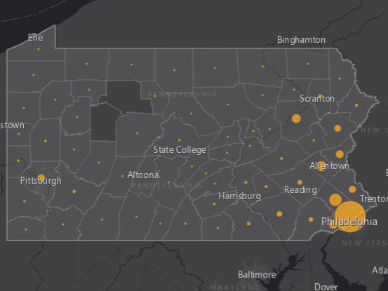 Pennsylvania coronavirus map