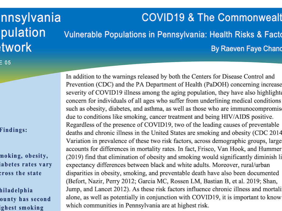 PPN Brief on COVID19 and the aging population in PA