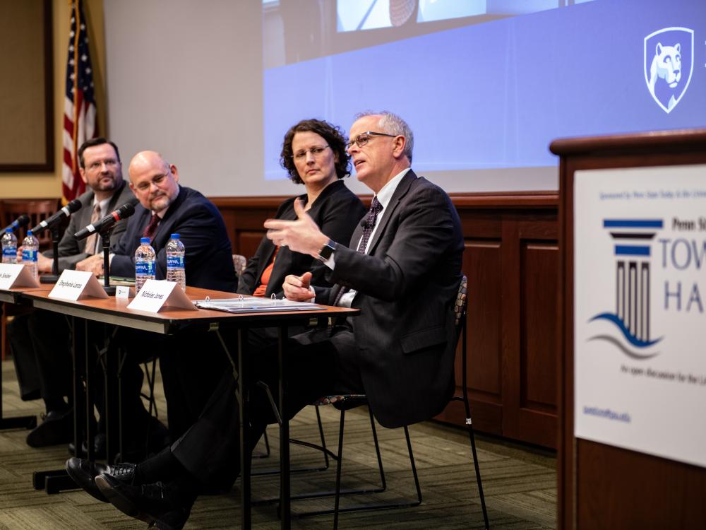 Executive Vice President and Provost Nick Jones speaks at the Strategic Plan Town Hall on Jan. 23, 2019.