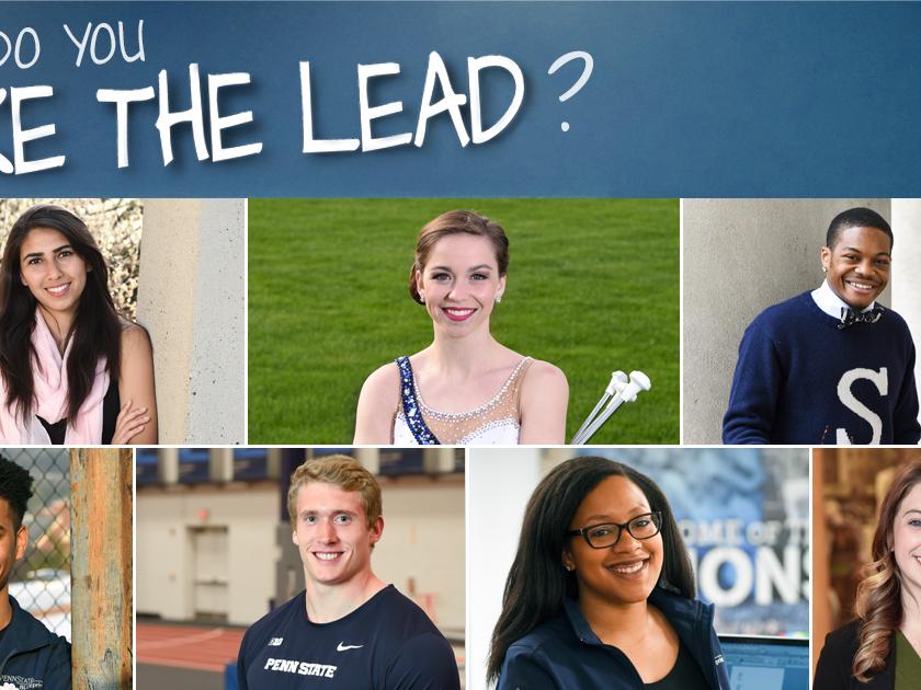 Head shots of seven students featured in the 2017-18 Take the Lead campaign