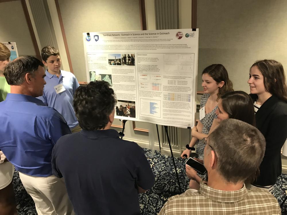 Members of the TeenShale Network present a poster at the Shale Network workshop.