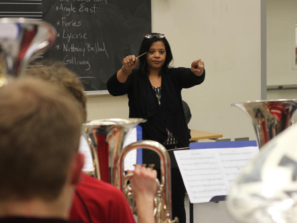 Velvet Brown conducts a music class