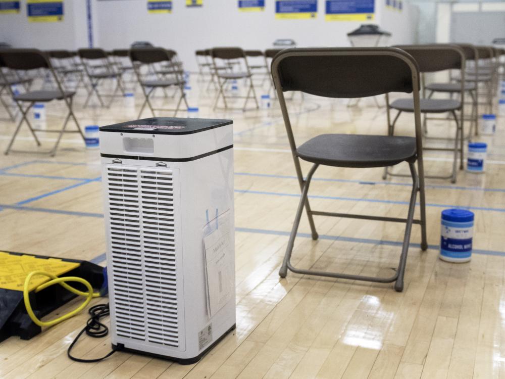 Air purifiers in COVID test center