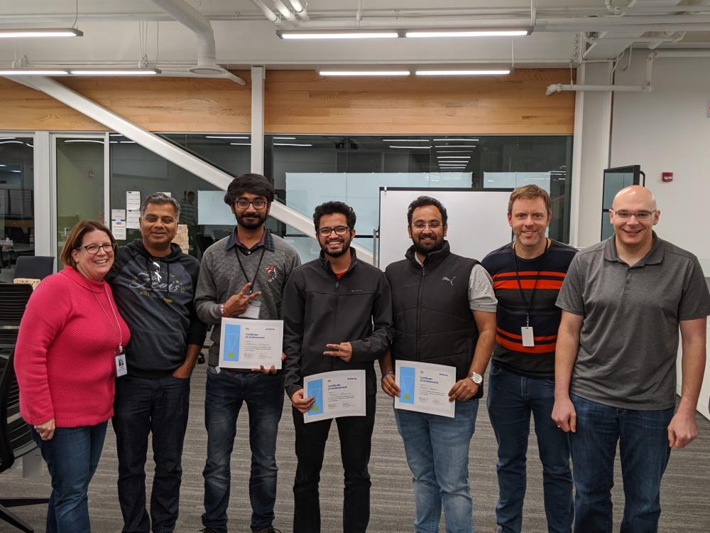 Harsh Anand, Atharva Mungee, and Rahul Sharma at the Wawa-HCL hackathon