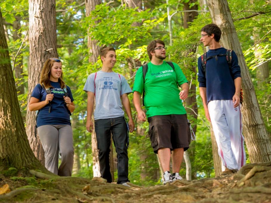 Students walk through Wintergreen Gorge at Penn State Behrend.