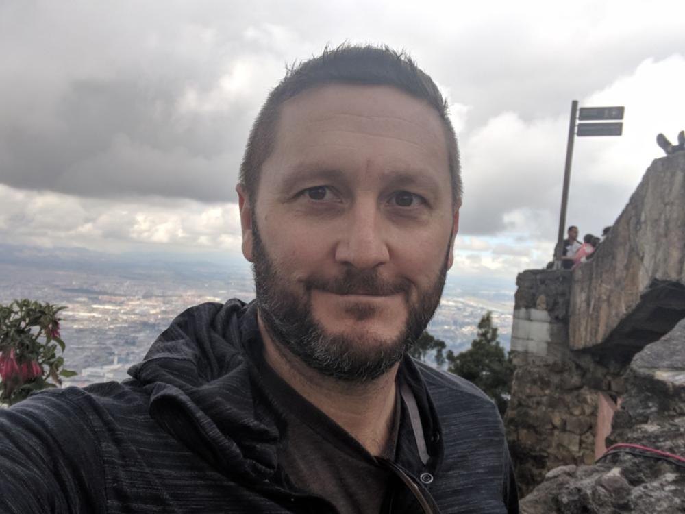 Dave Yoxtheimer pictured atop Monserrate, Bogota, Colombia