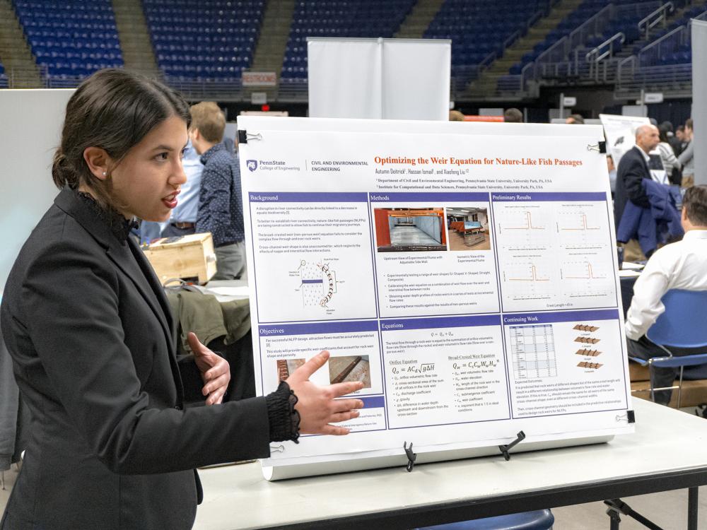 new civil engineering alumna presenting her research at an undergraduate