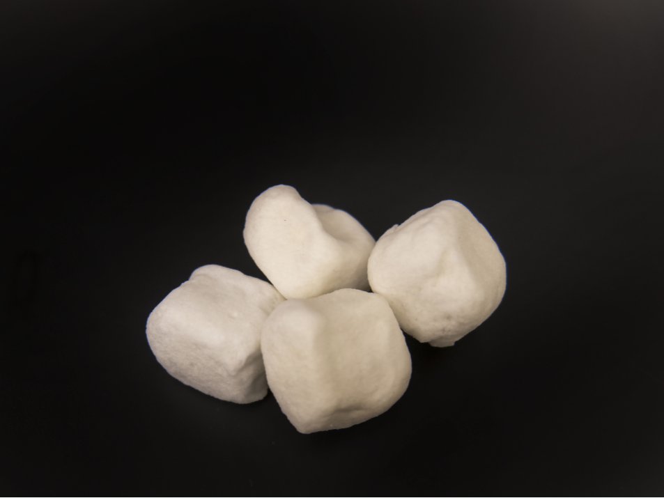 close-up of lumps of biofoam