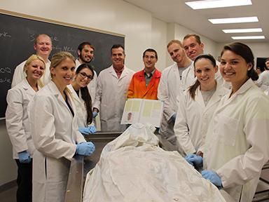 students in cadaver lab