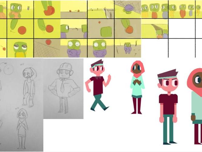 Examples of how in-game characters evolved over the semester