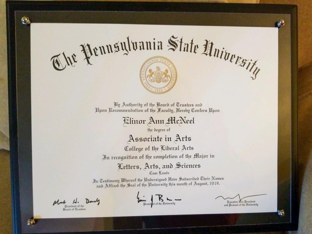 Elinor McNeel diploma