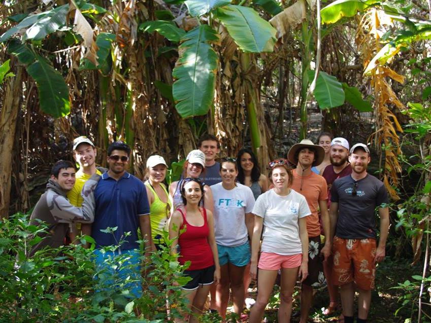 Penn State students pose on San Salvador Island