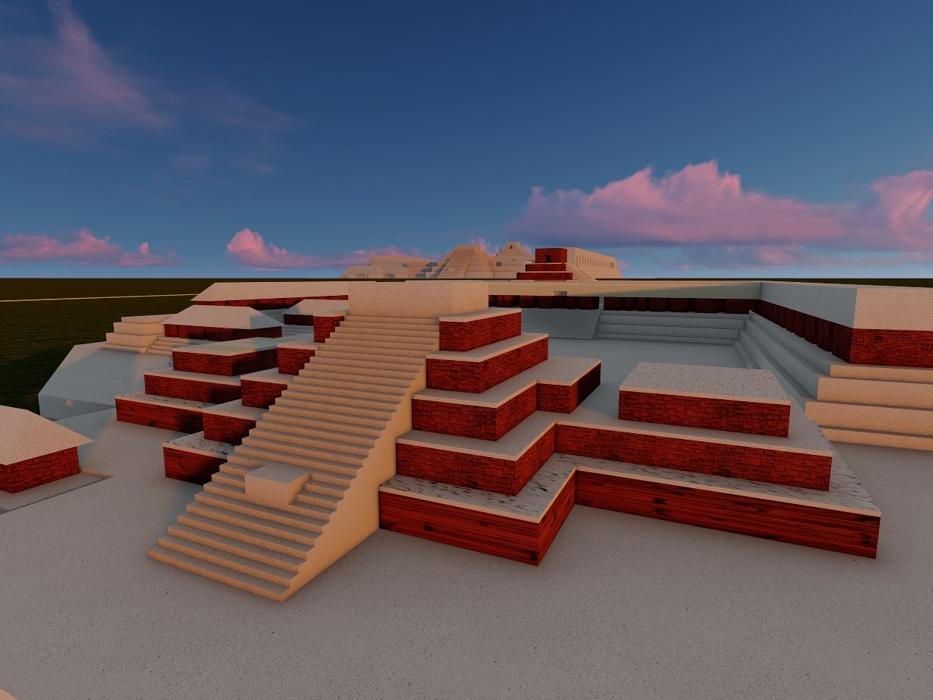 Historic model of the Cahal Pech ruins in Belize