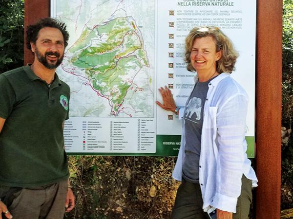 Carolyn Mahan with collaborator in Italy