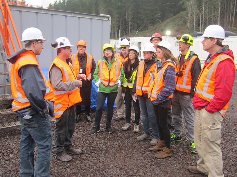 Students touring geothemal drilling site