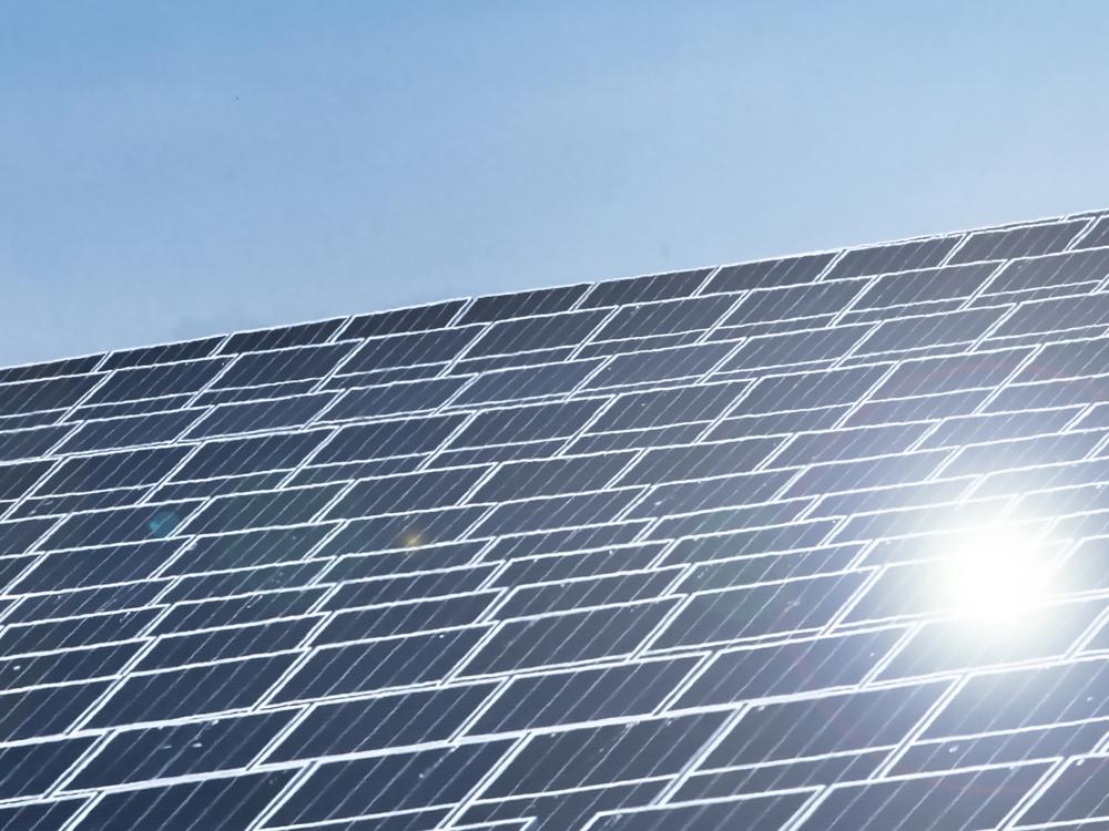 solar panels and blue sky