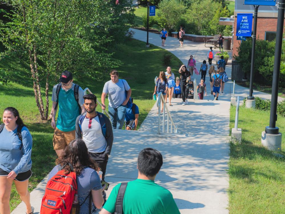 students walking to class