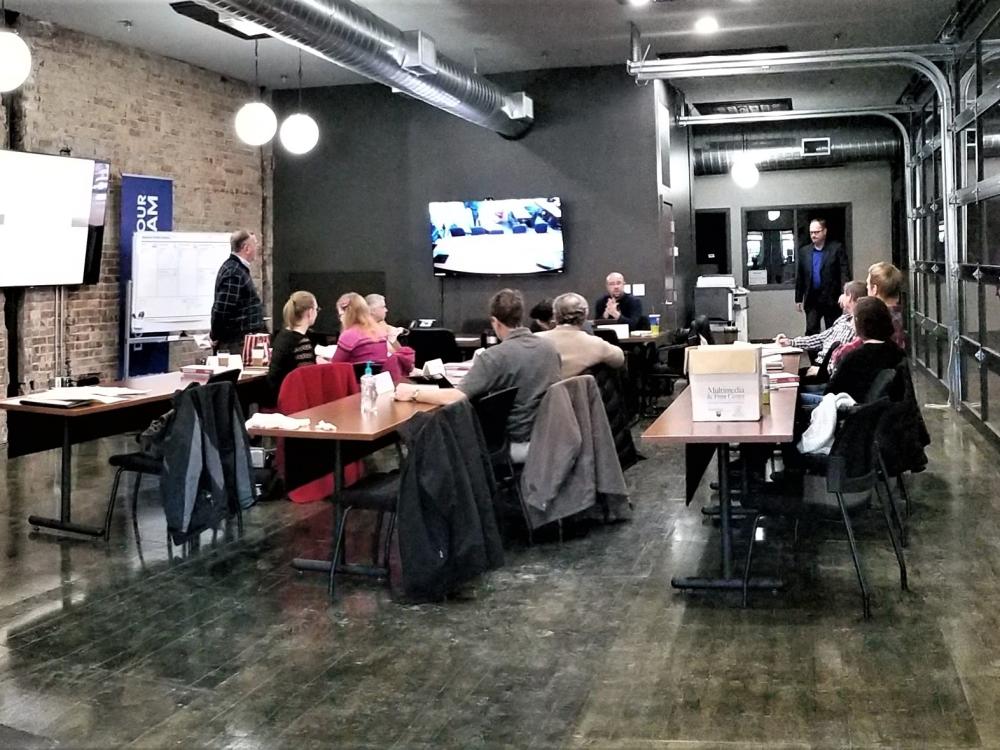 A TechCelerator workshop in session at the North Central PA LaunchBox. 