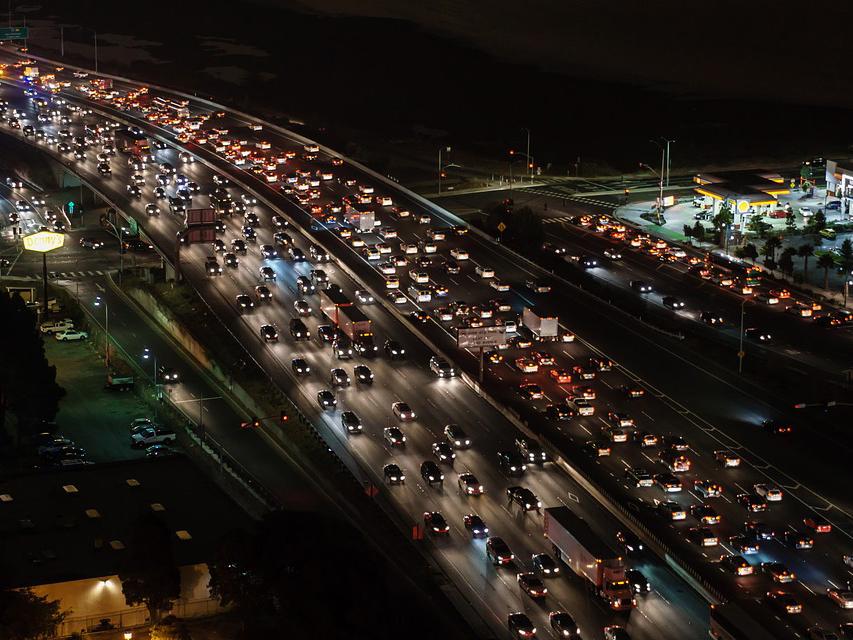 An aerial photo of traffic 