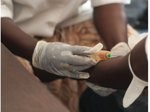 a child gets a measles shot in Niger