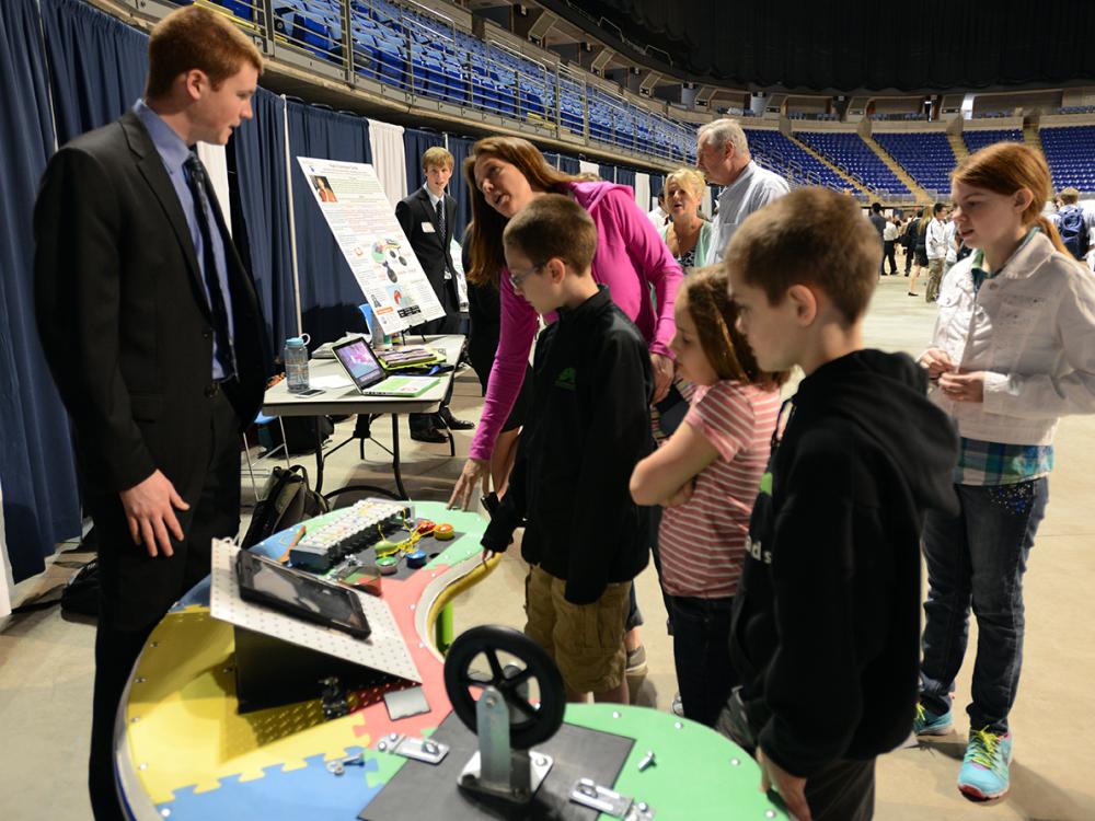 Students at the spring design showcase