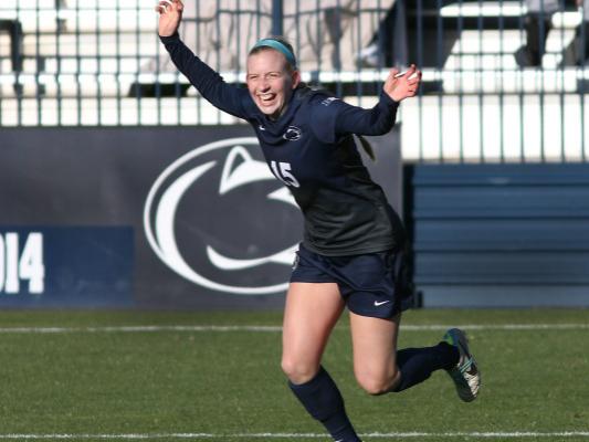 Soccer player celebrates