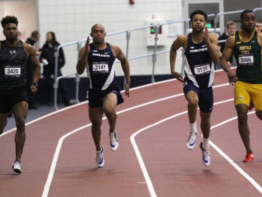 Men's track and field team competing