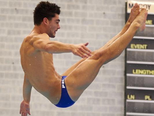 Male diver in the air