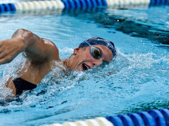 Female swimmer competing