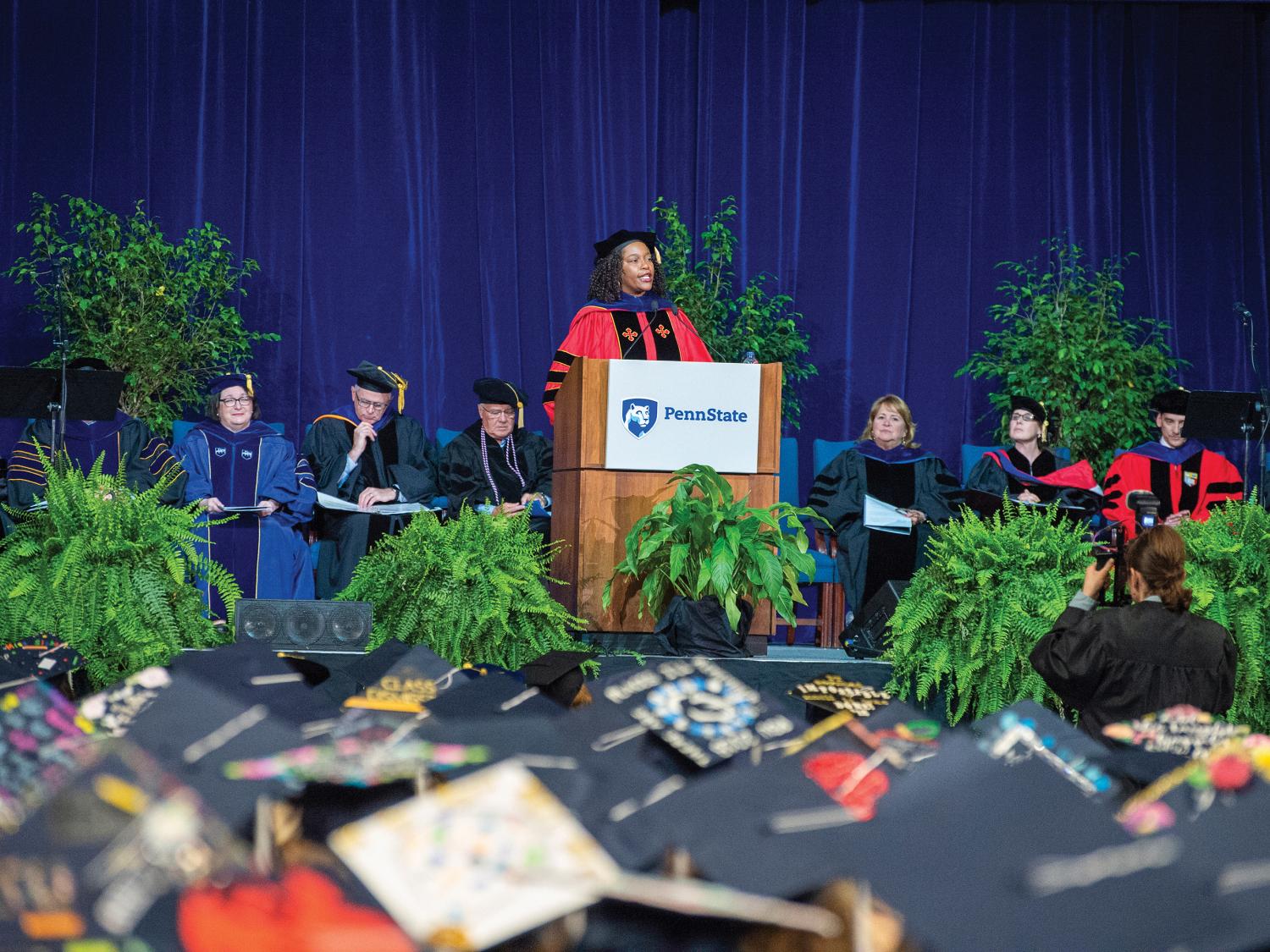 Michelle Asha Cooper, president of the Institute for Higher Education Policy, was the keynote speaker for the College of Education’s spring commencement ceremony.