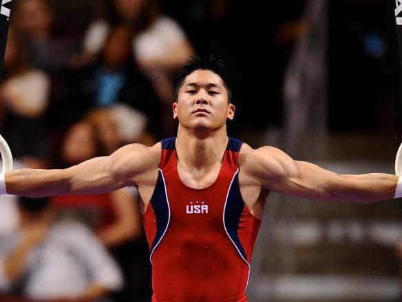 Penn State gymnast on rings
