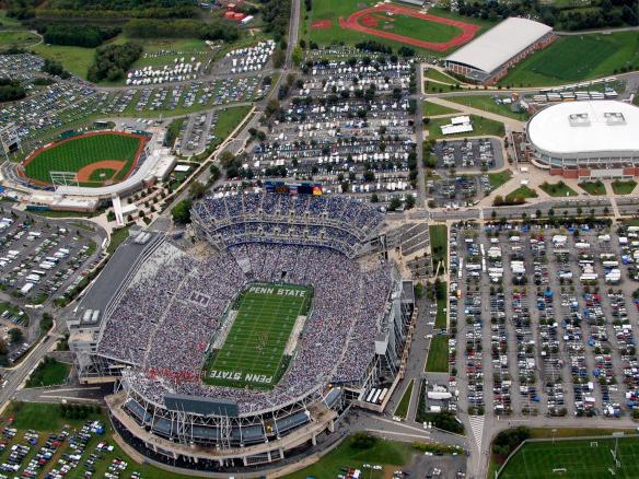 Aerial view of athletics complex including Beaver Stadium, Bryce Jordan Center