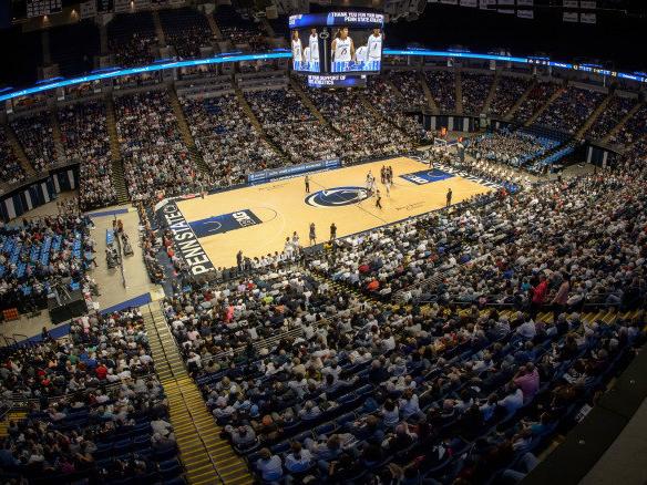 View of basketball court at Bryce Jordan Center