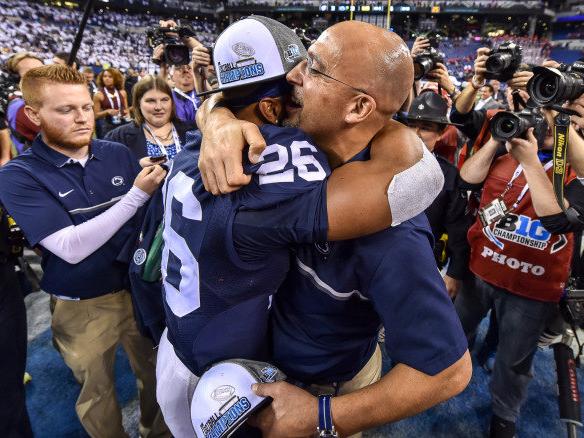 Barkley hugs Franklin after Big Ten championship game
