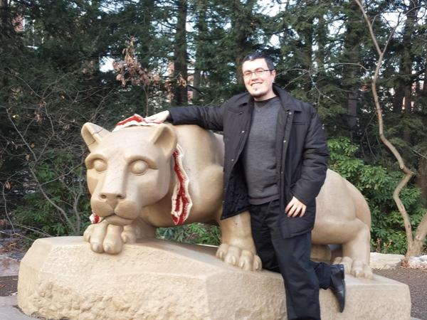 World Campus student at the Nittany Lion shrine