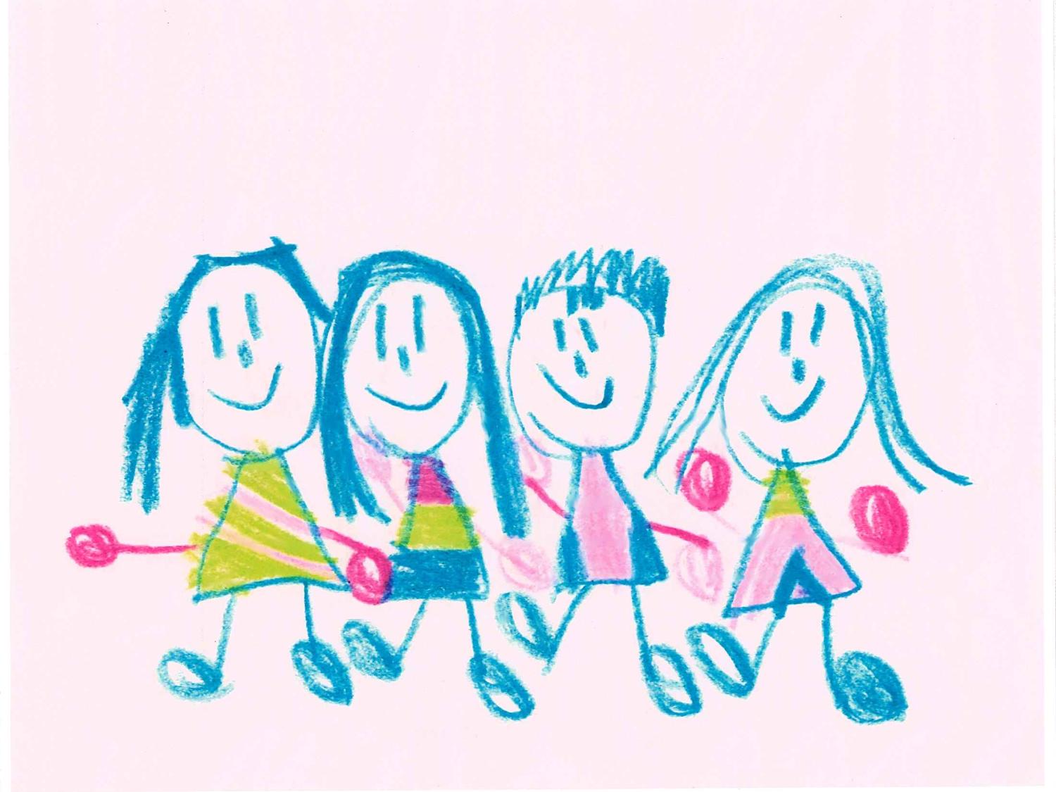 child's drawing of four people