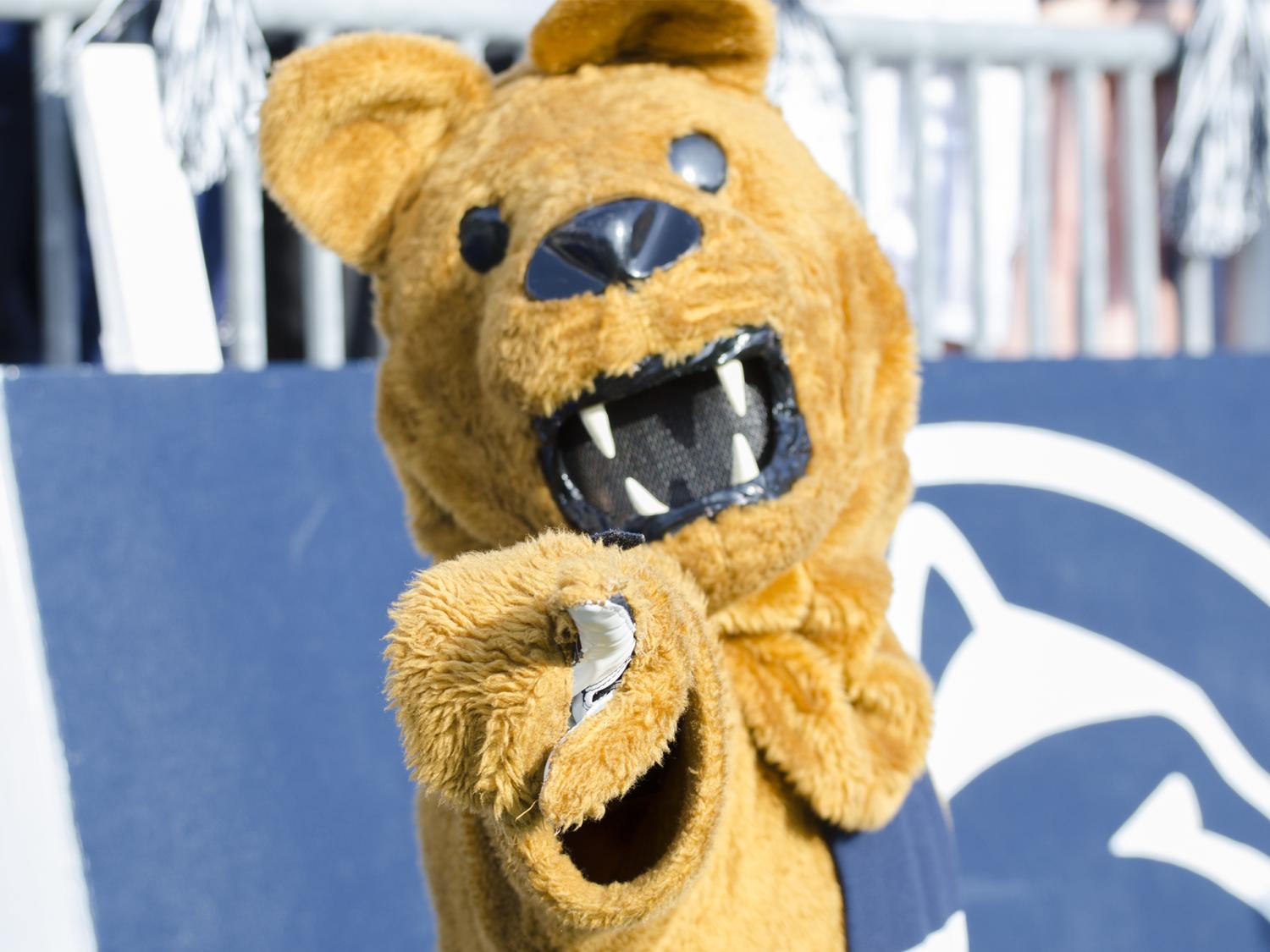 The Nittany Lion mascot at the 2014 Penn State-UMass game at Beaver Stadium