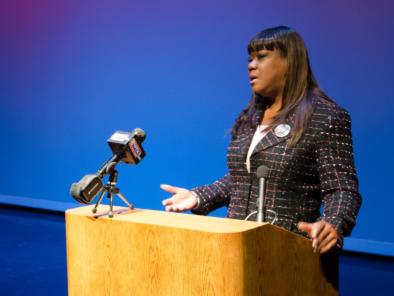 Trayvon Martin's mother, Sybrina Fulton, spoke at the 2016 Martin Luther King Jr. commemoration, January 18, 2015. 