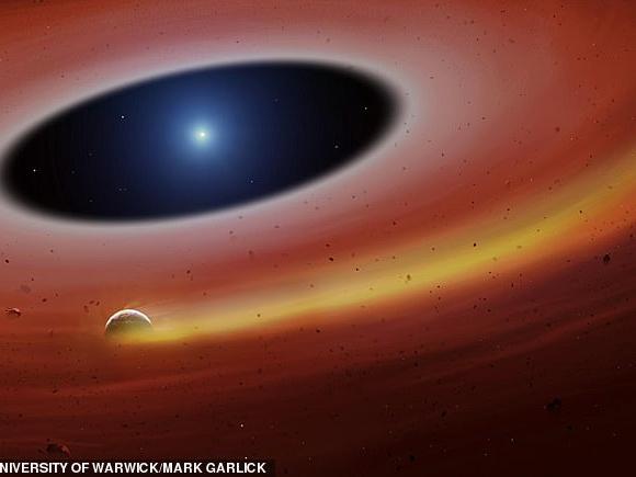artist impression of dead planet core orbiting white dwarf