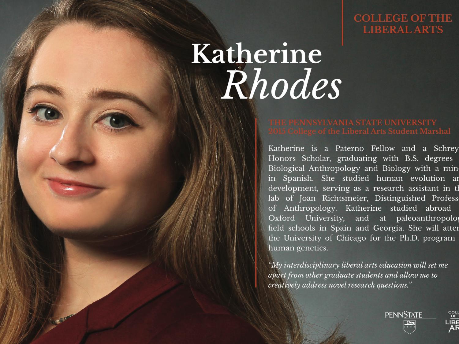 2015 Liberal Arts College Marshal Katherine Rhodes 