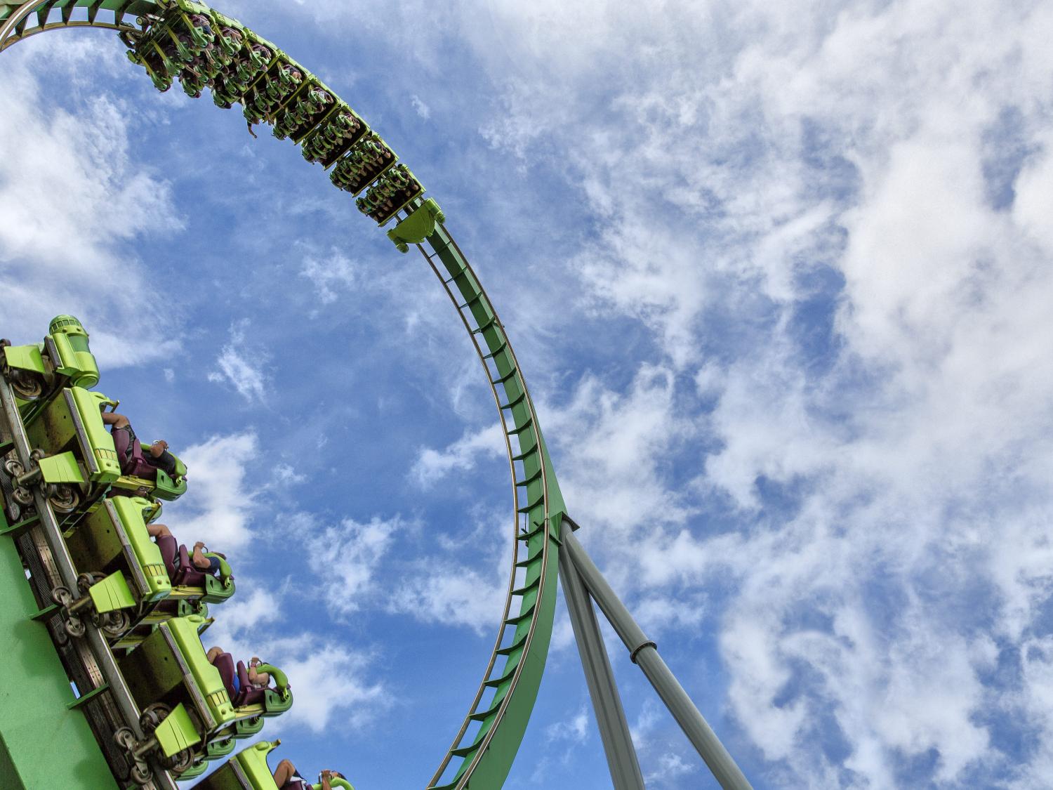 A green roller coaster