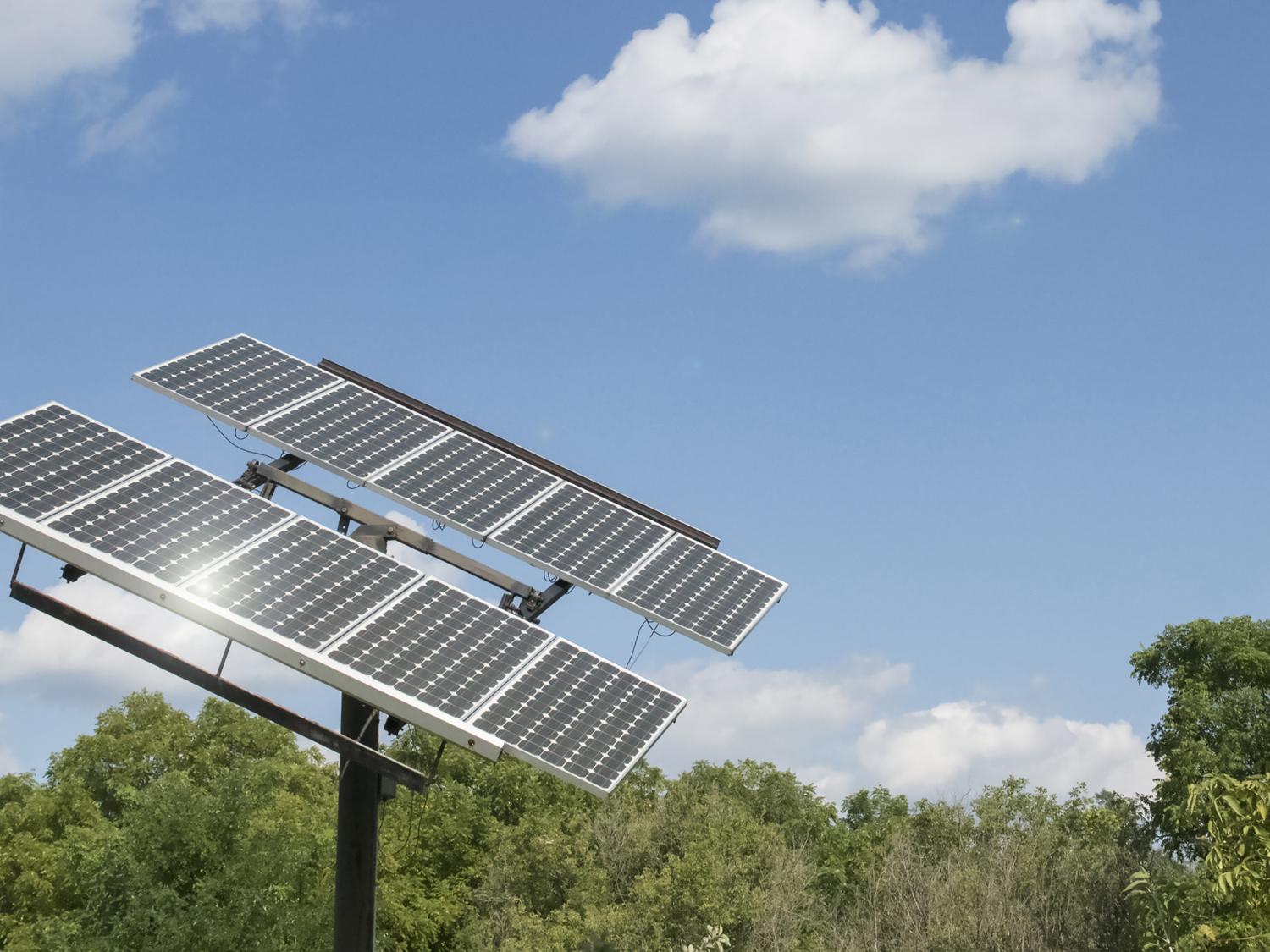 solar panels and blue sky
