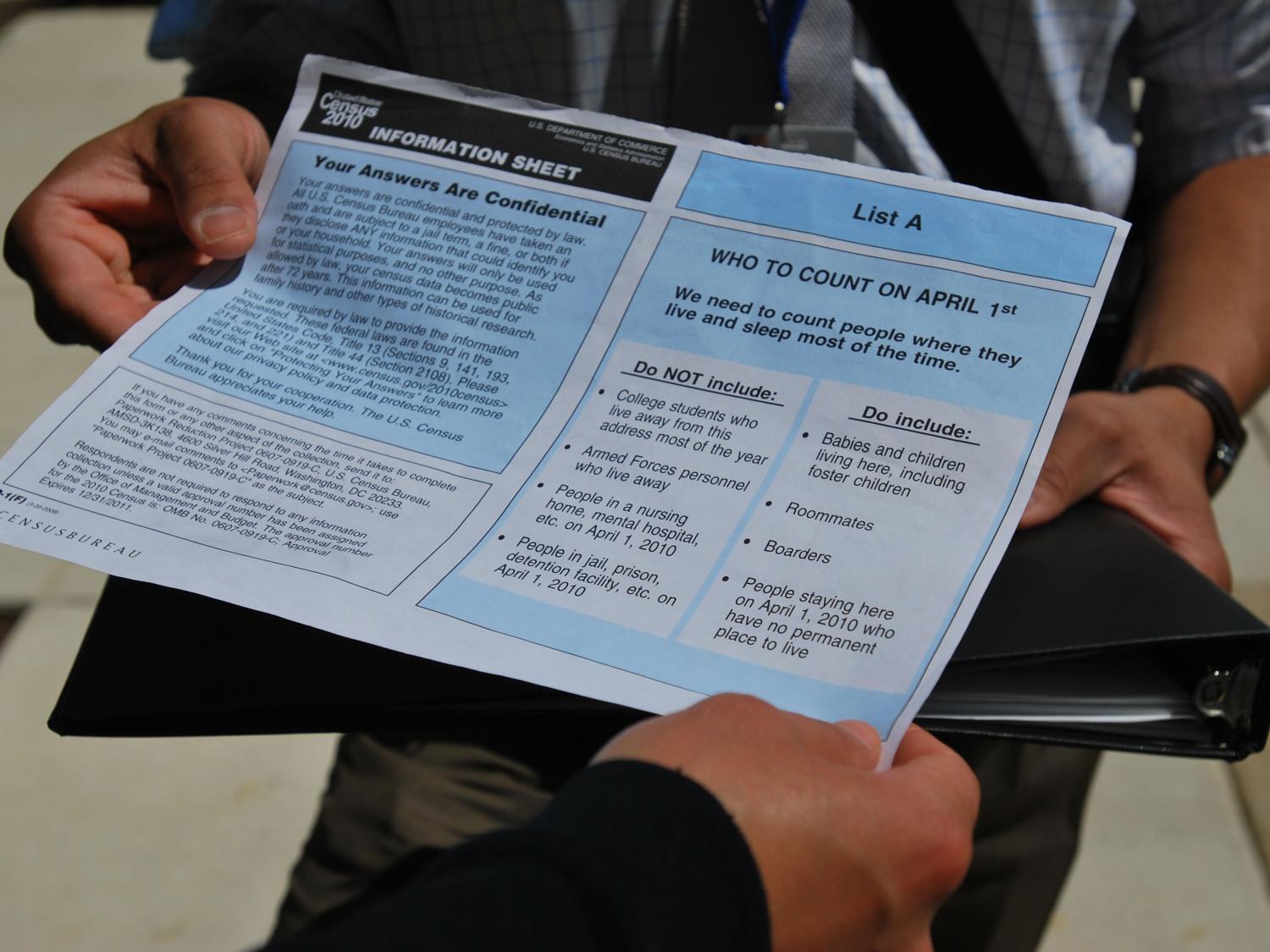 2010 United States Census information sheet