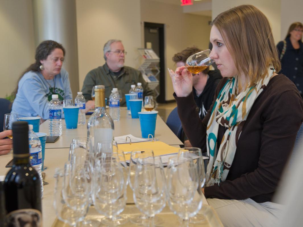 Denise Gardner leads a wine tasting workshop