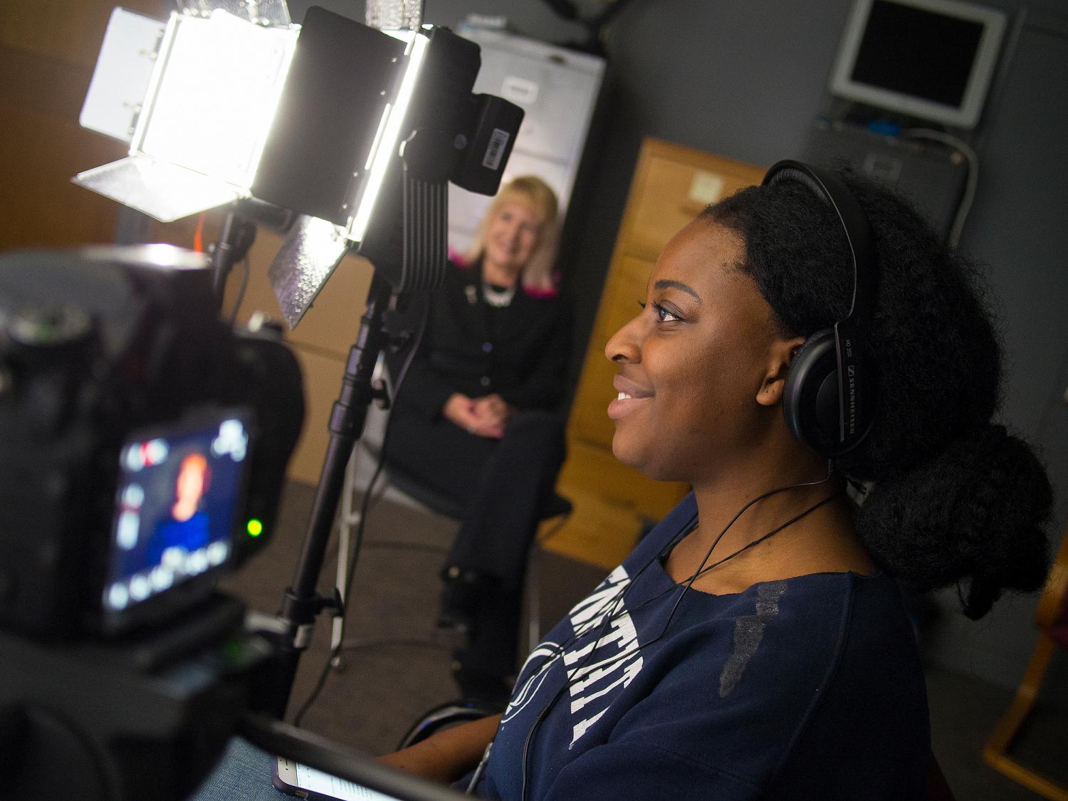 Penn State student behind the camera at video shoot