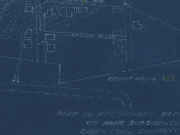 Map to accompany report on mine subsidence in Brownsville, PA.