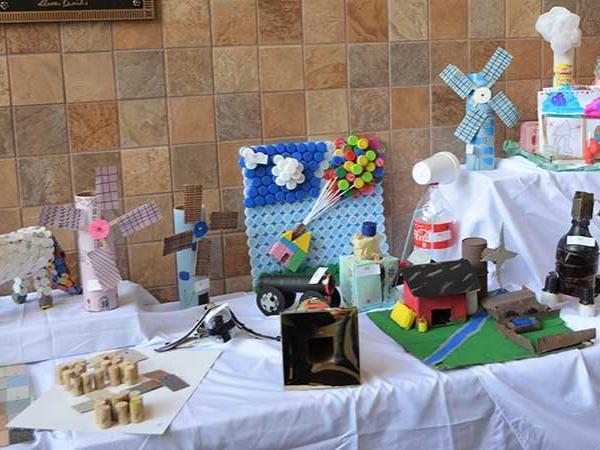 Picture of various artwork made of recylced materials