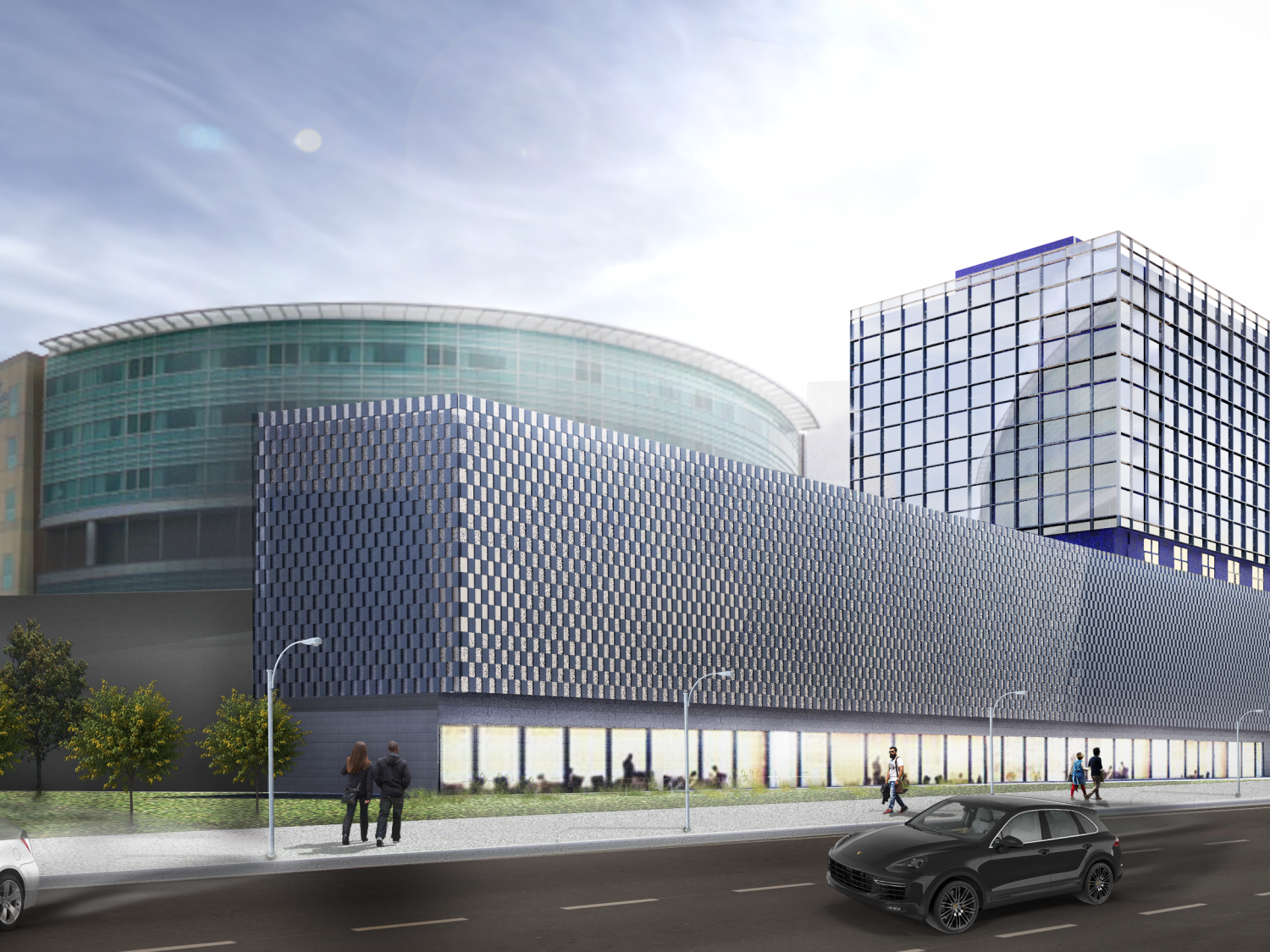 Hospital building rendering during the daytime 